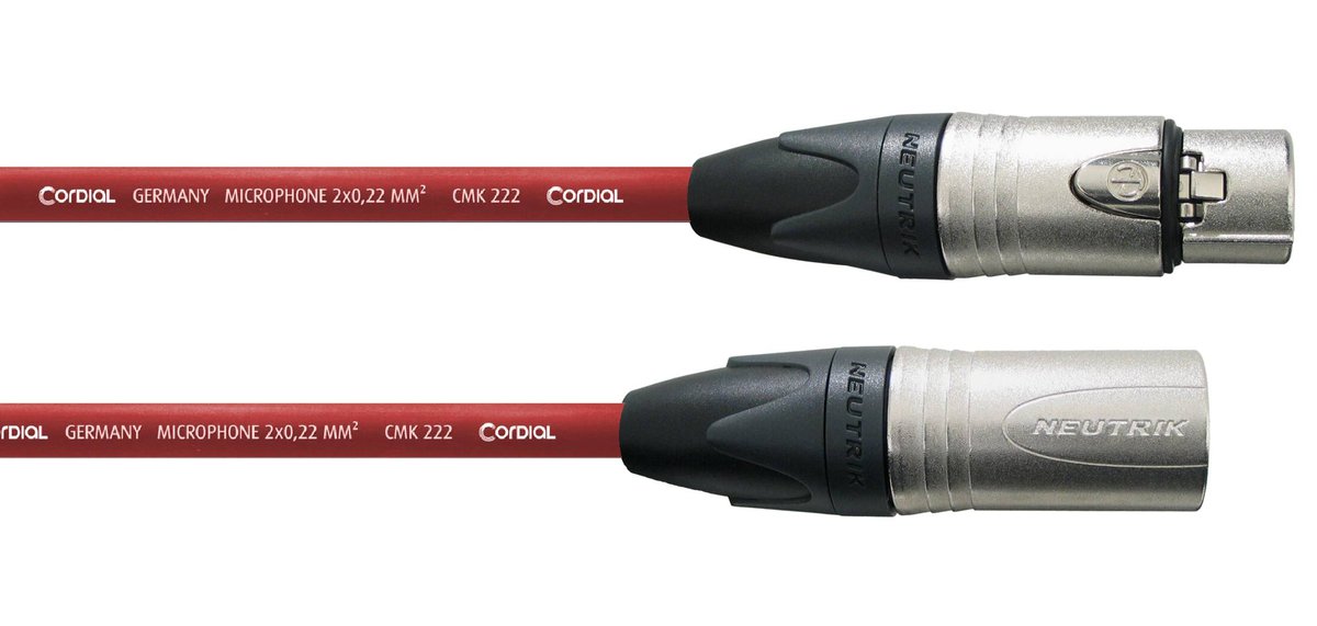 Kabel przewód mikrofonowy XLR 3 m Cordial czerwony