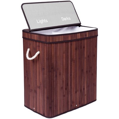 Kosz bambusowy na pranie SOREN 2 komory wenge