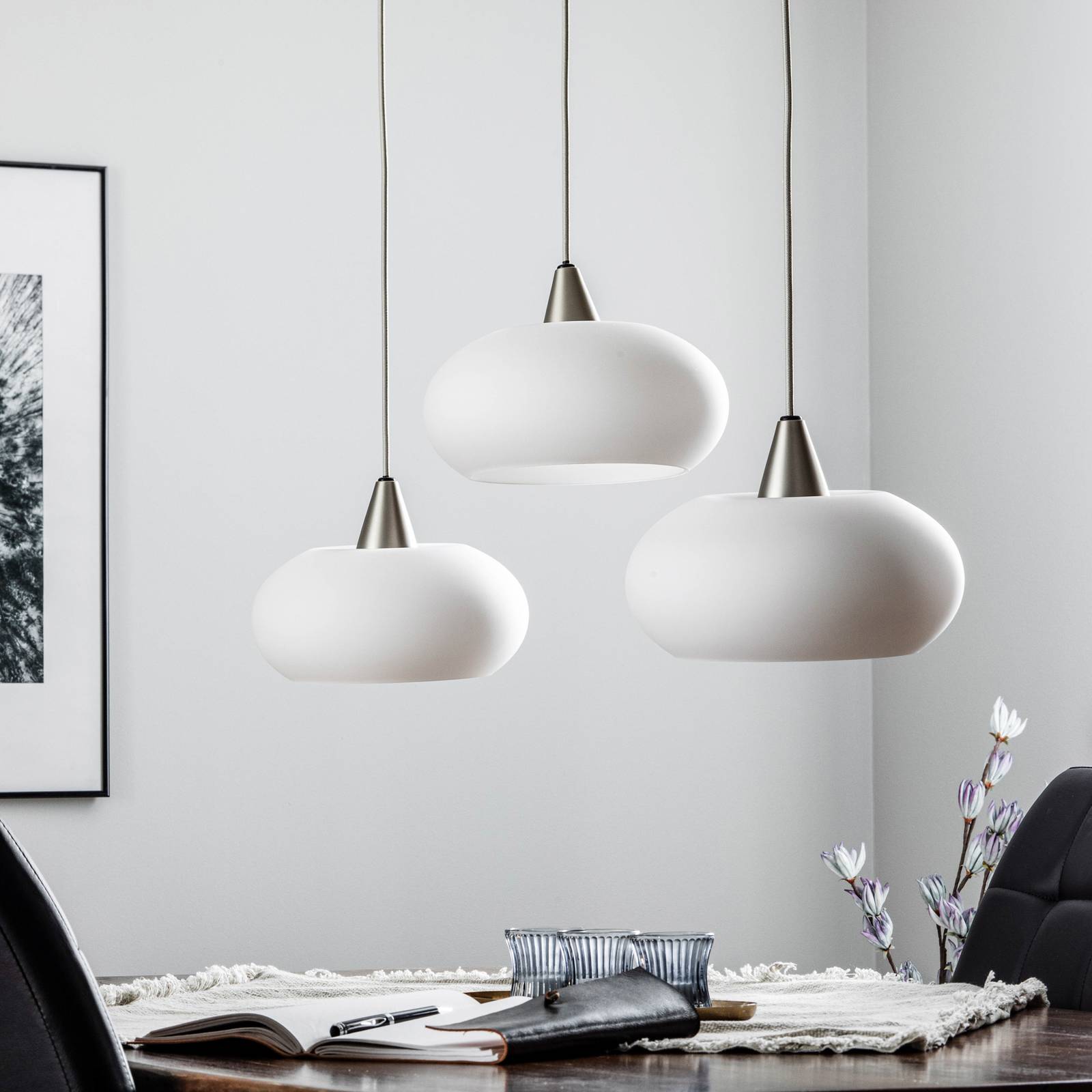 Lucande Sharvil lampa wisząca, 3-punktowa, szkło