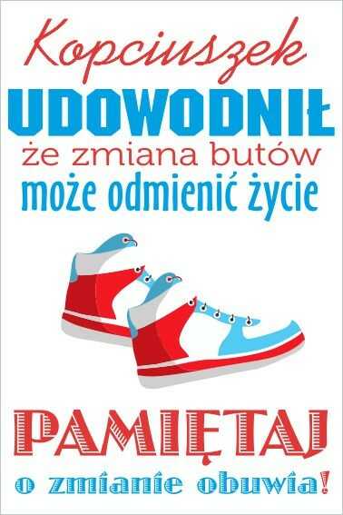 Naklejka ścienna: Pamiętaj o zmianie butów