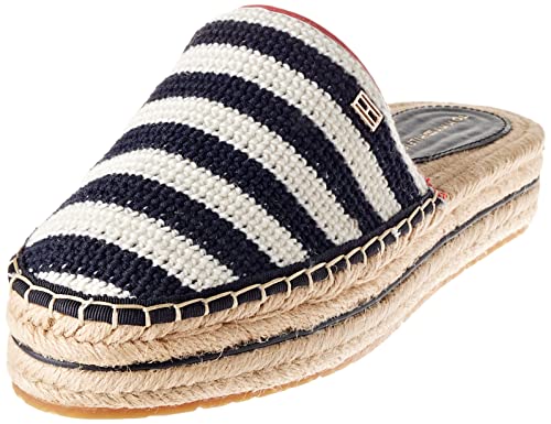 Tommy Hilfiger Damskie szydełkowane pantofle espadryle, niebieski (Kosmiczny Błękit), 37 EU