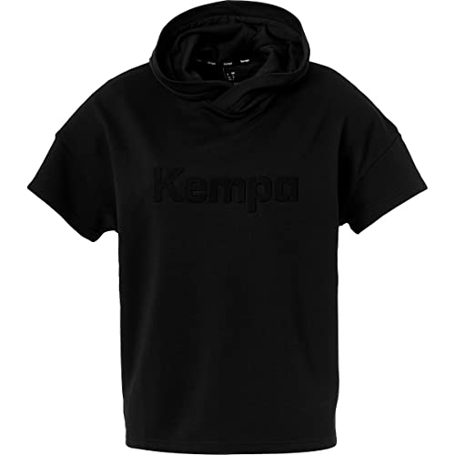 Kempa Bluza damska z kapturem Black & White Bluza z kapturem bez rękawów z kapturem dla kobiet - Modny krój oversize - Sport Fitness Gym Workout Handball Hoodie - czarny - rozmiar S