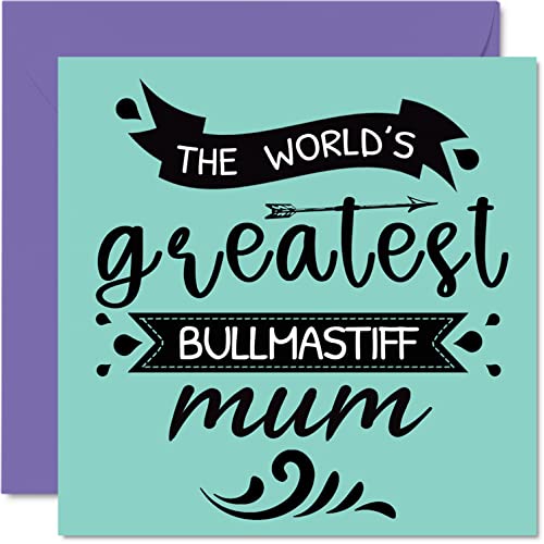 Kartki na Dzień Matki dla niej od psa - Największa mama Bullmastif na świecie - kartka urodzinowa od psa, prezenty urodzinowe dla mamy psa 145 mm x 145 mm kartki urodzinowe dla mamy mamy