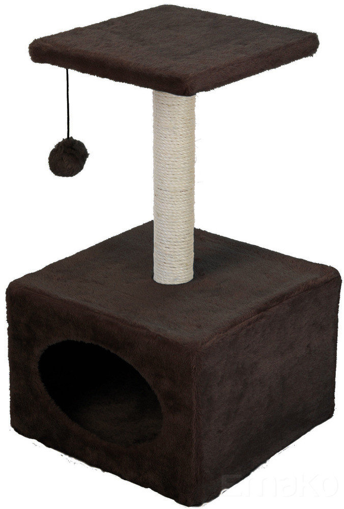 Emako Domek dla kota z drapakiem i zabawką EMAKO, brązowy, 53x30x30 cm