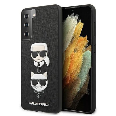 Karl Lagerfeld Saffiano Karl & Choupette Heads - Etui Samsung Galaxy S21+ (czarny) KLHCS21MSAKICKCBK