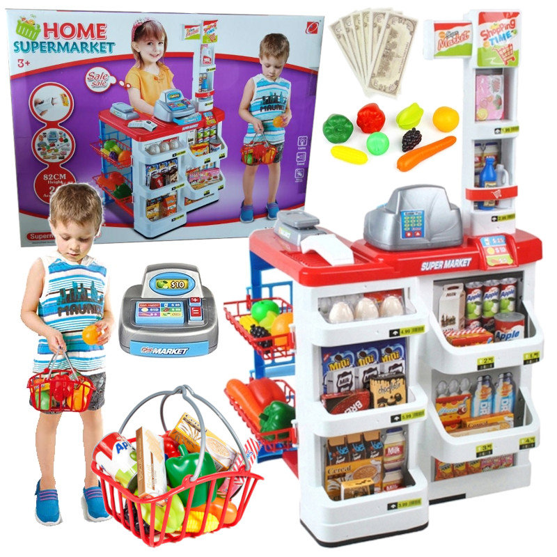 SUPERMARKET SKLEP DLA DZIECI AKCESORIA KASA KOSZYK  U91
