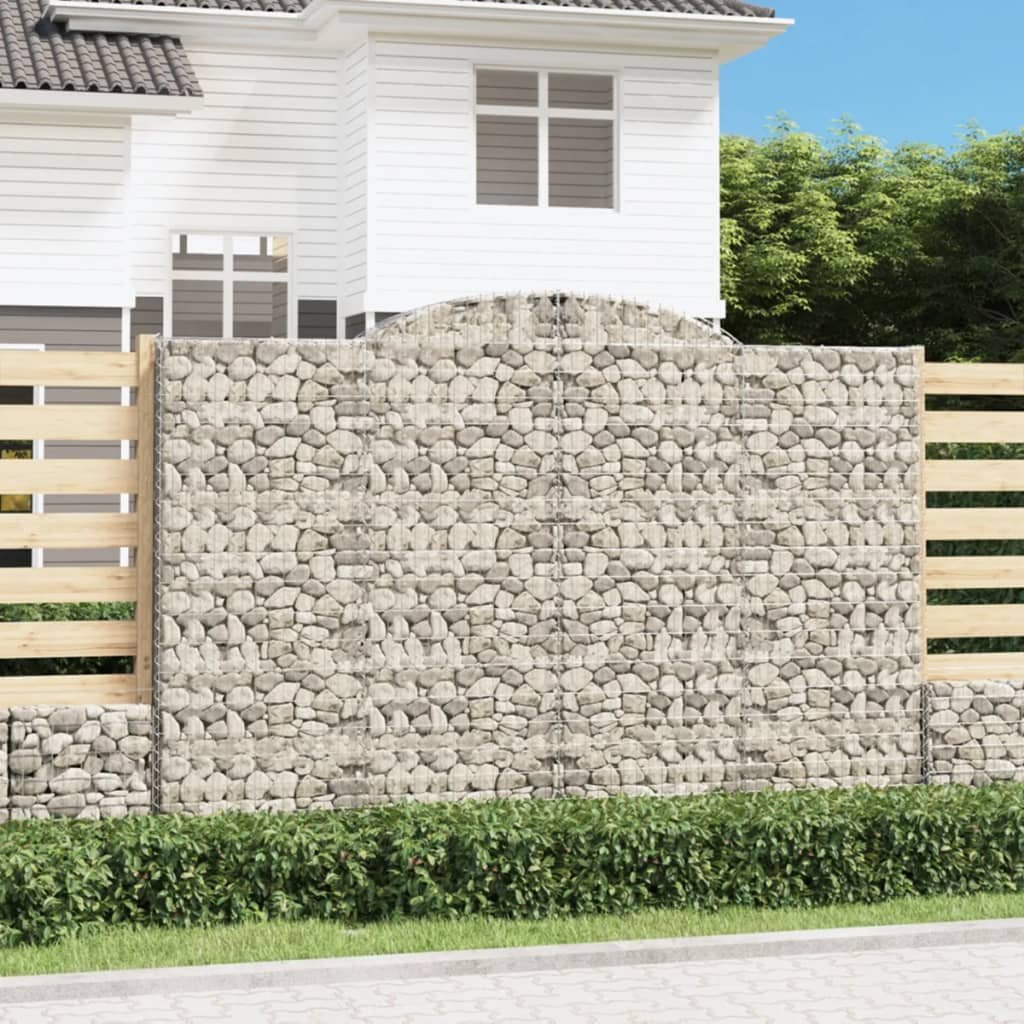 vidaXL Kosze gabionowe, 3 szt, 300x30x200/220 cm, galwanizowane żelaz