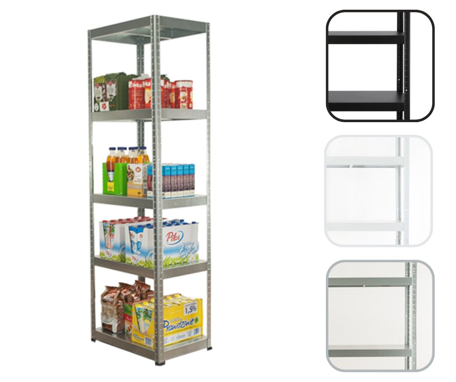 Regał całometalowy ELARA /180x60x40/ 5 półek - Ocynkowany Wamar-Sosenka