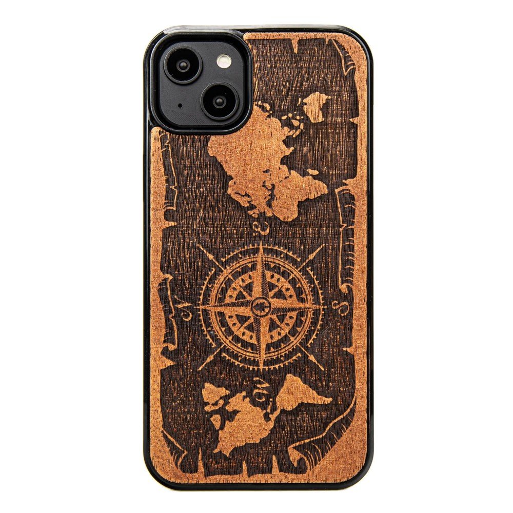 Drewniane Etui Bewood iPhone 14 Plus RÓŻA WIATRÓW MERBAU