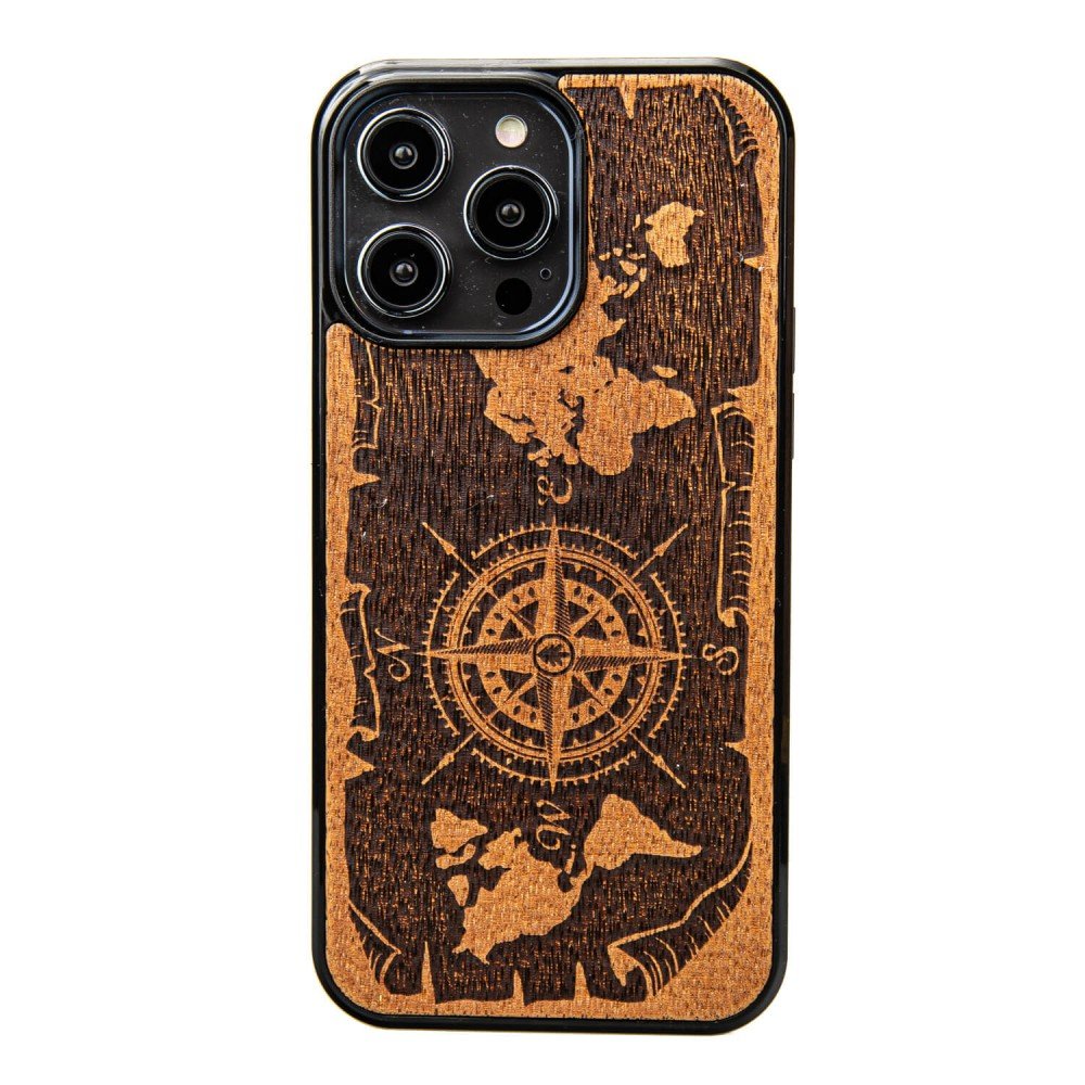 Drewniane Etui Bewood iPhone 14 Pro Max RÓŻA WIATRÓW MERBAU