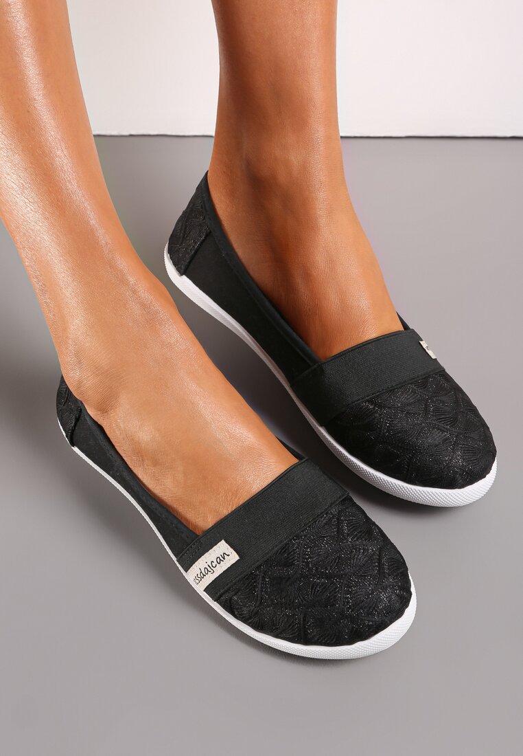 Czarne Tenisówki Brokatowe Tinanee