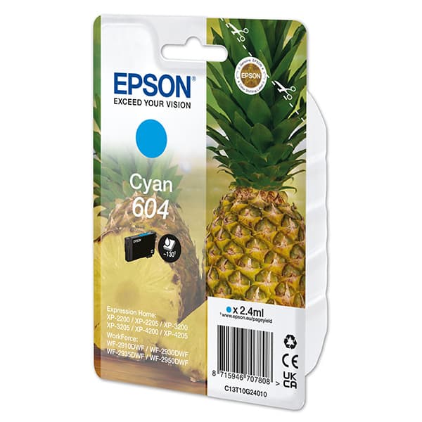 Zdjęcia - Wkład drukujący Epson Tusz  Nr.604 do XP-2205 | 130str.  Cyan (C13T10G24010)