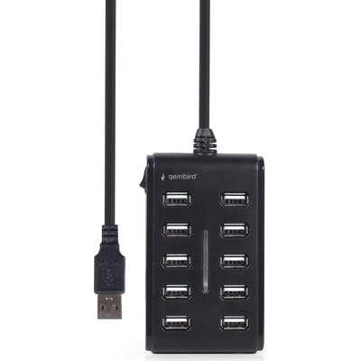 GEMBIRD 10-portowy HUB USB 2.0 czarny