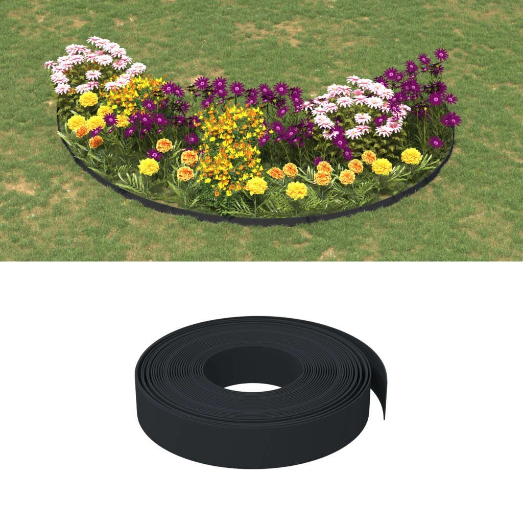 VidaXL Obrzeże ogrodowe, czarne, 10 m, 10 cm, polietylen