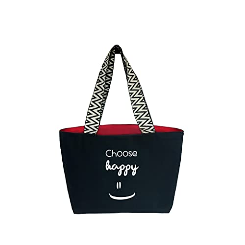 hello-bags. Damska torba na płótnie premium z zamkiem błyskawicznym, wewnętrzna kieszeń zapinana na zamek błyskawiczny i czerwona podszewka z płótna, czarny