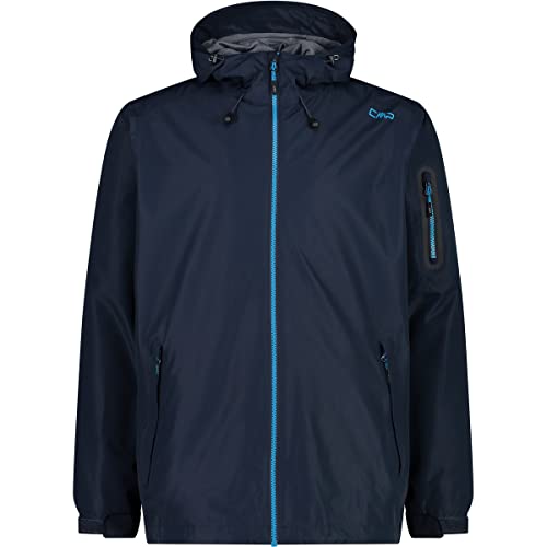 CMP - męska kurtka przeciwdeszczowa ze stałą czapką, Black Blue, 50