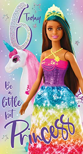 Barbie Wiek 6 Kartka urodzinowa, oficjalna karta Barbie wiek 6 lat, kartka urodzinowa, Happy Birthday Age 6 Barbie