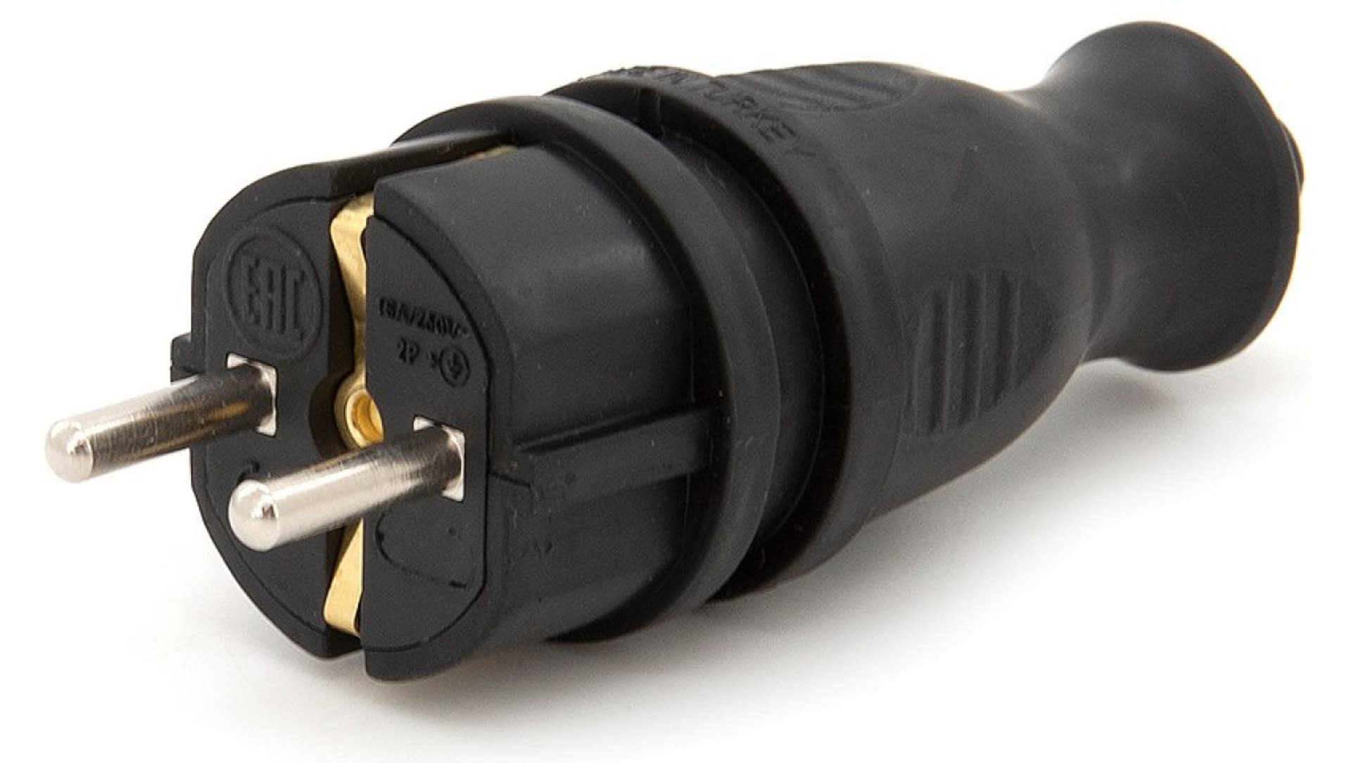 Wtyczka gumowa hermetyczna 230V IP 44 16A schuko, kolor czarny, TWG-SCH