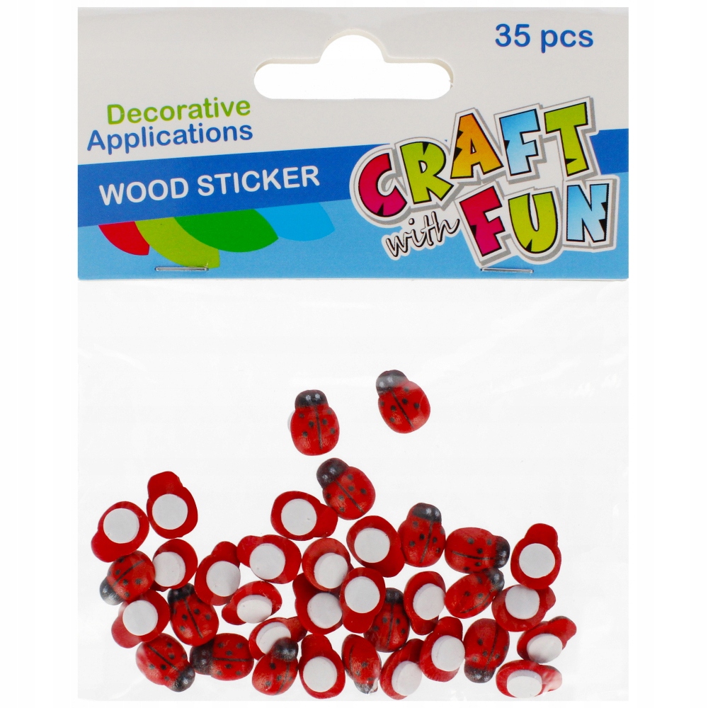 Craft with Fun Biedronki drewniane samoprzylepne 13 mm 35 szt.