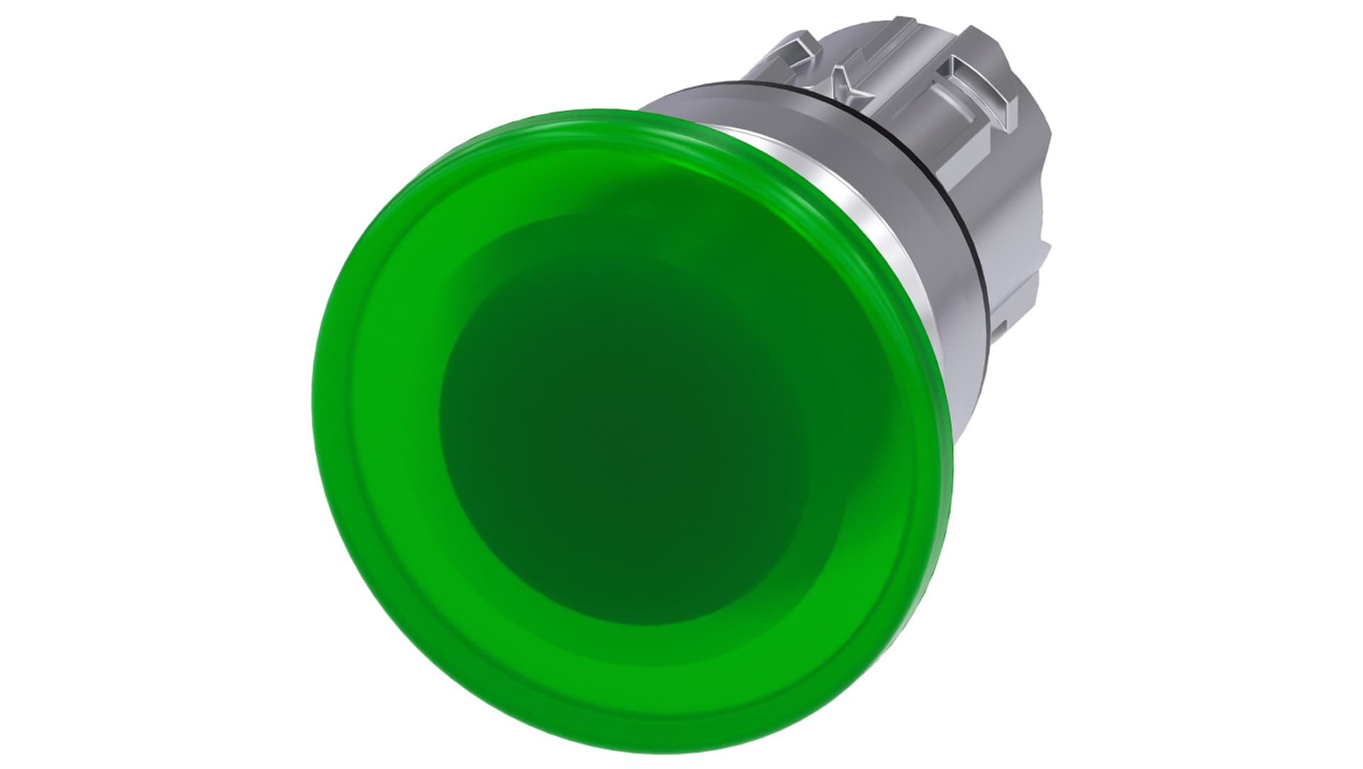 Siemens Przycisk grzybkowy podświetlany 22mm okrągły metal błyszczący zielony 40mm z samopowrotem 3SU1051-1BD40-0AA0 3SU1051-1BD40-0AA0