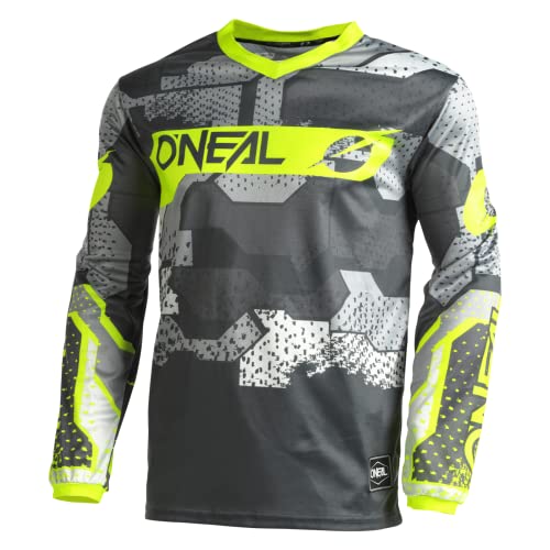 O'NEAL | Koszulka motocrossowa z długim rękawem | Dzieci | MX MTB | Lekki materiał, ergoIngenialnie wąski krój dla idealnego dopasowania | Element Youth Jersey Camo V.22 | Grey Neon Yellow | S