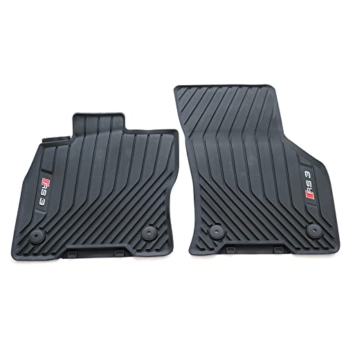 Audi 8Y1061221B041 Gumowe dywaniki premium na każdą pogodę, 2 x dywaniki gumowe z przodu, czarne, z napisem RS3, nie do łagodnego hybrydowego (MHEV)