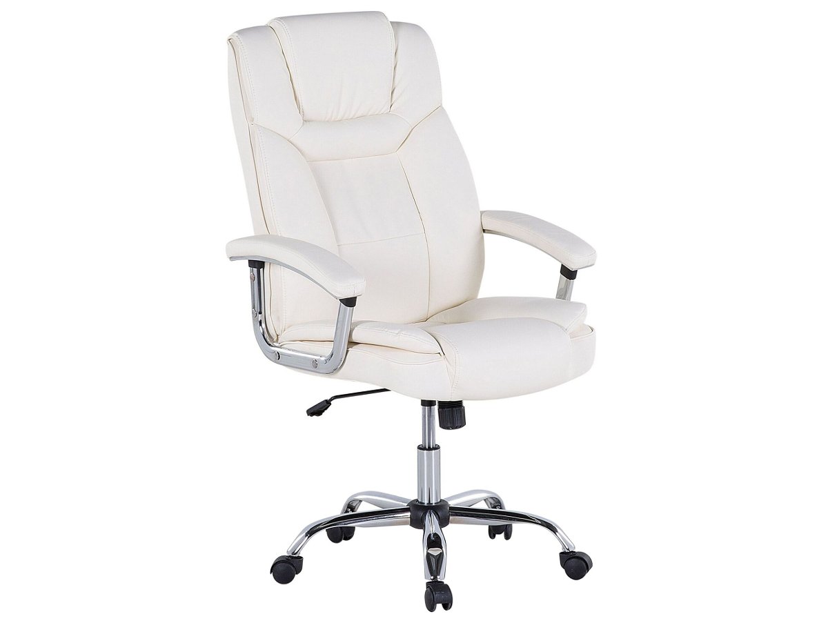 Shumee Krzesło biurowe Shumee Fotel biurowy regulowany ekoskóra beżowy ADVANCE 46064