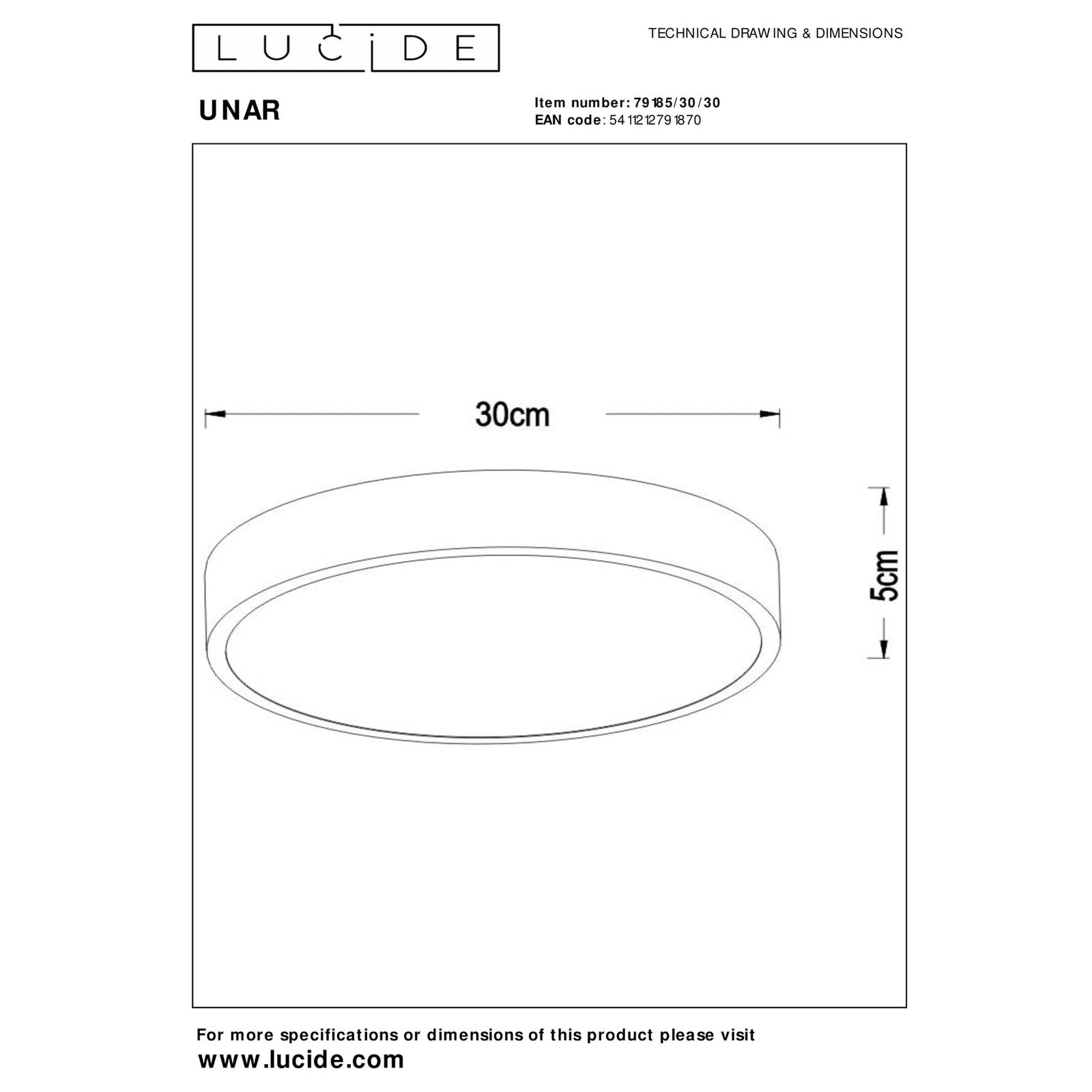 Lucide Lampa sufitowa LED Unar, 3-stopniowa Ø 30 cm