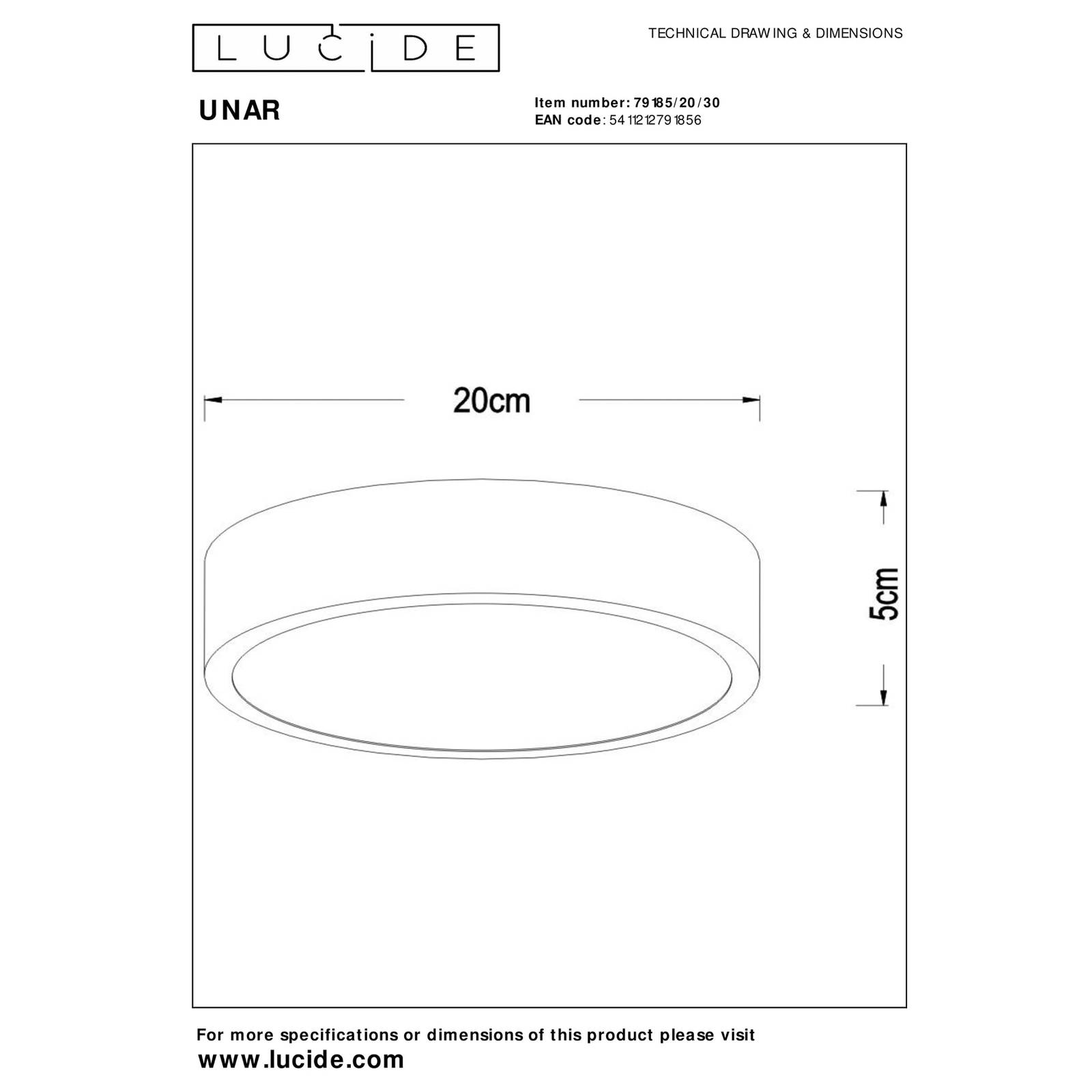 Lucide Lampa sufitowa LED Unar, 3-stopniowa Ø 20 cm