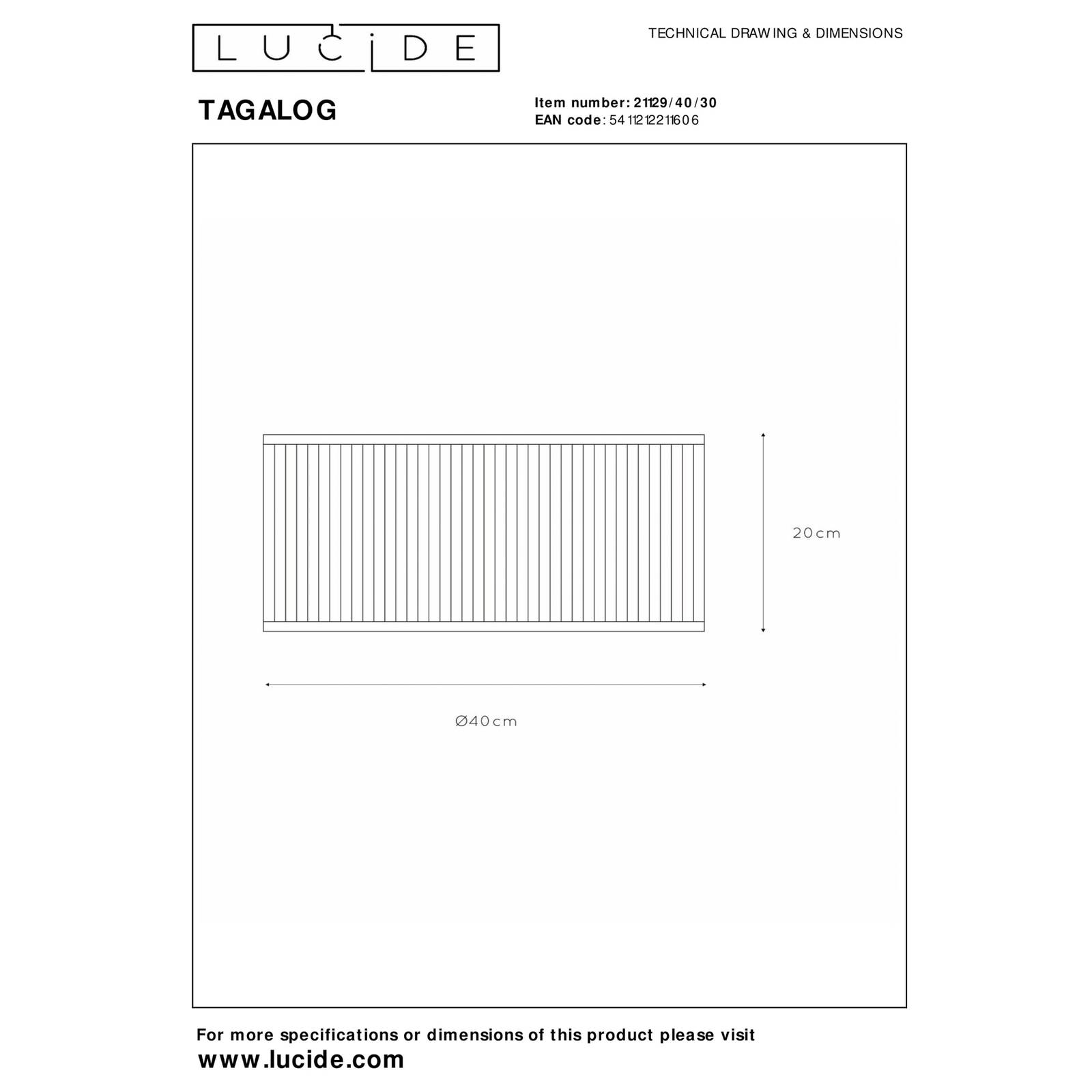 Lucide Lampa sufitowa Tagalog z rattanu, czarna/naturalna