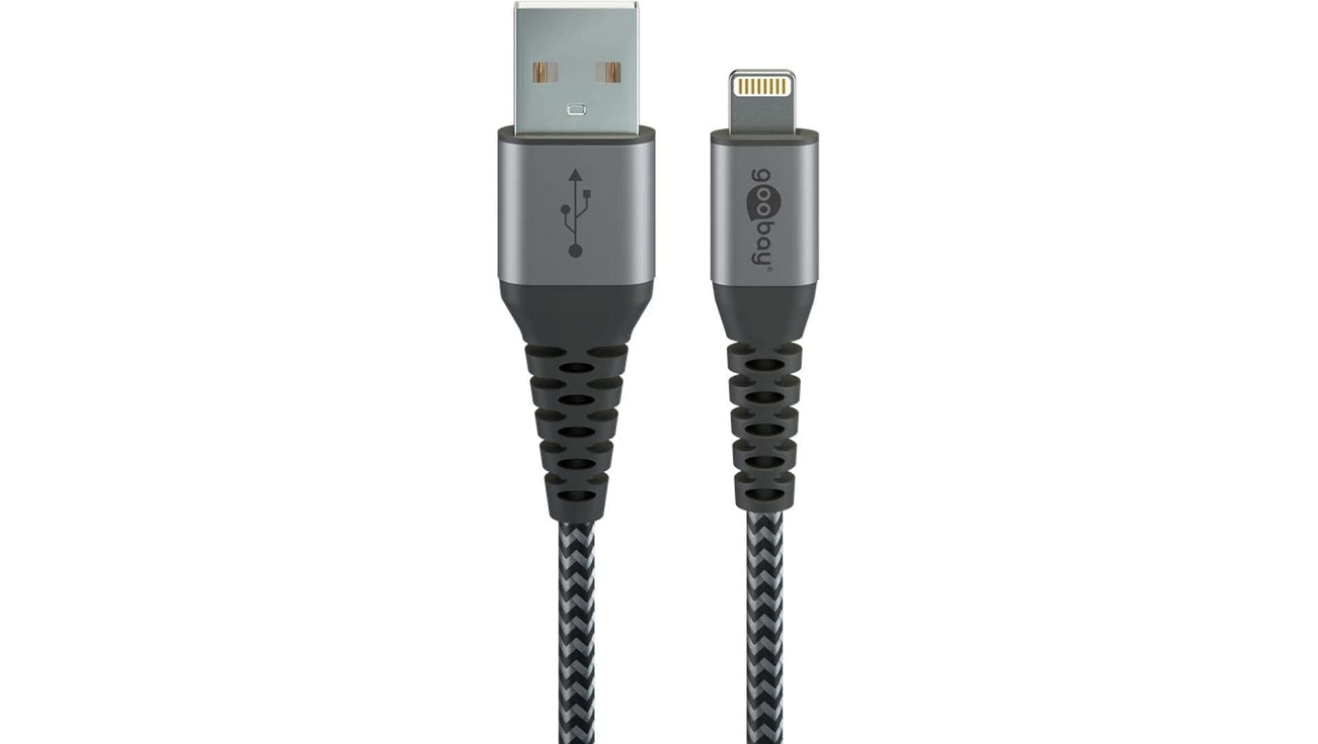 Kabel Lightning na USB-A tekstylny z metalowymi wtyczkami (srebrny) 2 m 49272