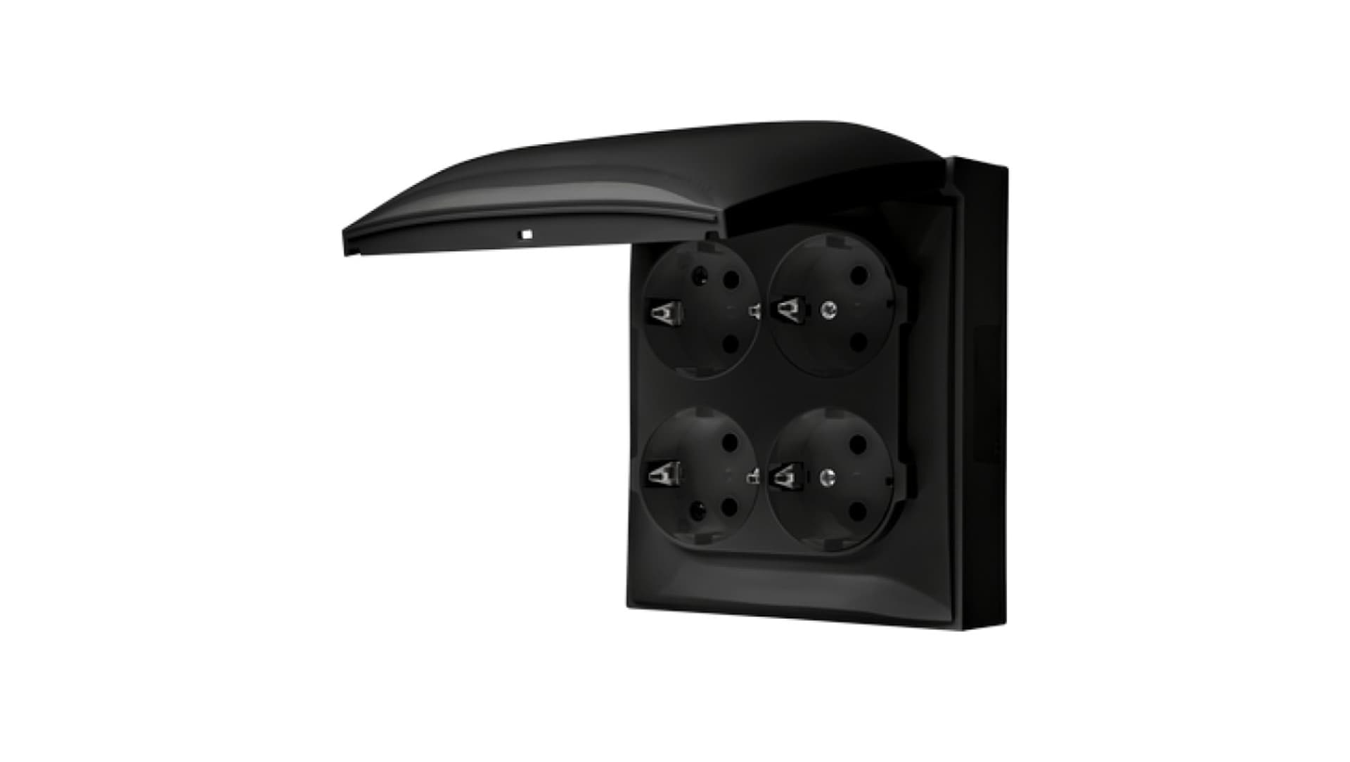 Kontakt Simon Simon Aquaclick Gniazdo Schuko 4-krotne IP44, klapka w kolorze czarny ACGSZ4/49 ACGSZ4/49