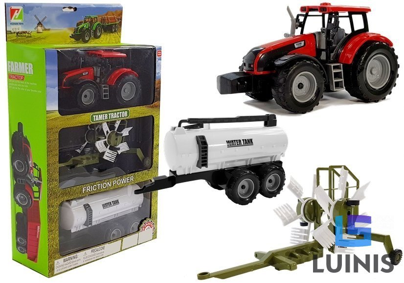 Traktor z Przyczepką Cysterną i Zgrabiarką 5851