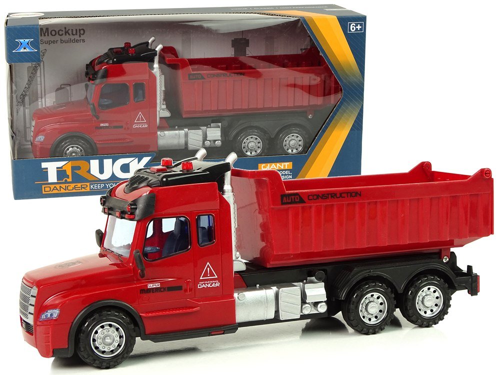 Import LEANToys Ciężarówka Wywrotka Czerwona Napęd Frykcyjny Światła Dźwięki LT-9710-0