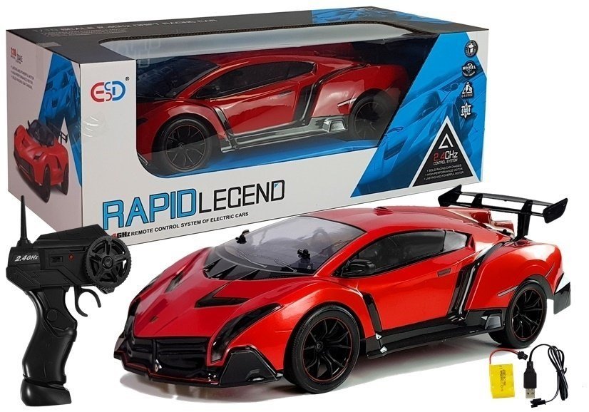 Import LEANToys Auto Sportowe Zdalnie Sterowane 1:10 Czerwone R/C 5111