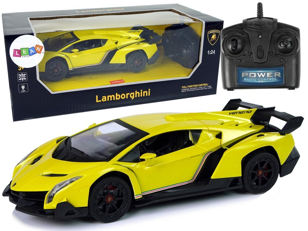 Import leantoys Auto Sportowe R/C 1:24 Lamborghini Veneno Żółte 2.4 G Światła 9741