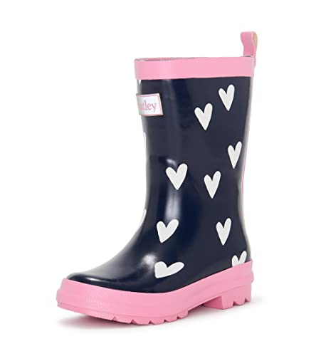 Hatley Printed Wellington kalosze Rain Boot, granatowe i białe serca, 35 EU