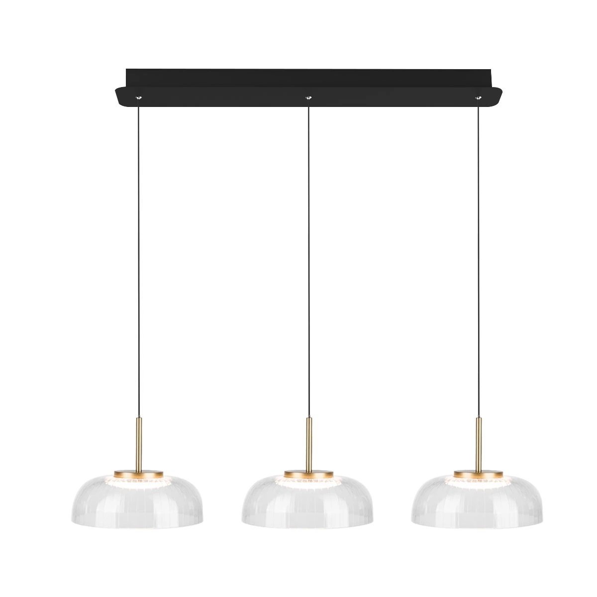 Altavola Design Vitrum lampa wisząca 3x7W LED czarny mat/satynowe złoto/przezroczysty LA104/CL3