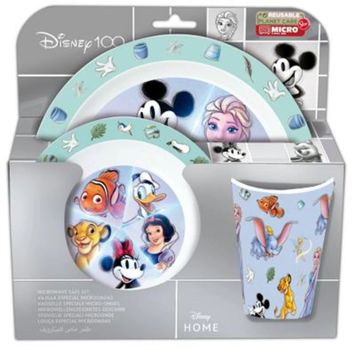 Zestaw obiadowy DISNEY 100 LAT talerz miska kubek