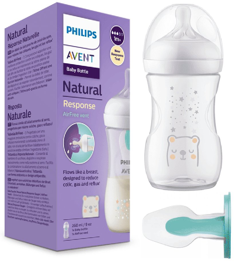 Avent Response Butelka 260 Natural Z Wkładką Air Free Gwiazdki Scy673