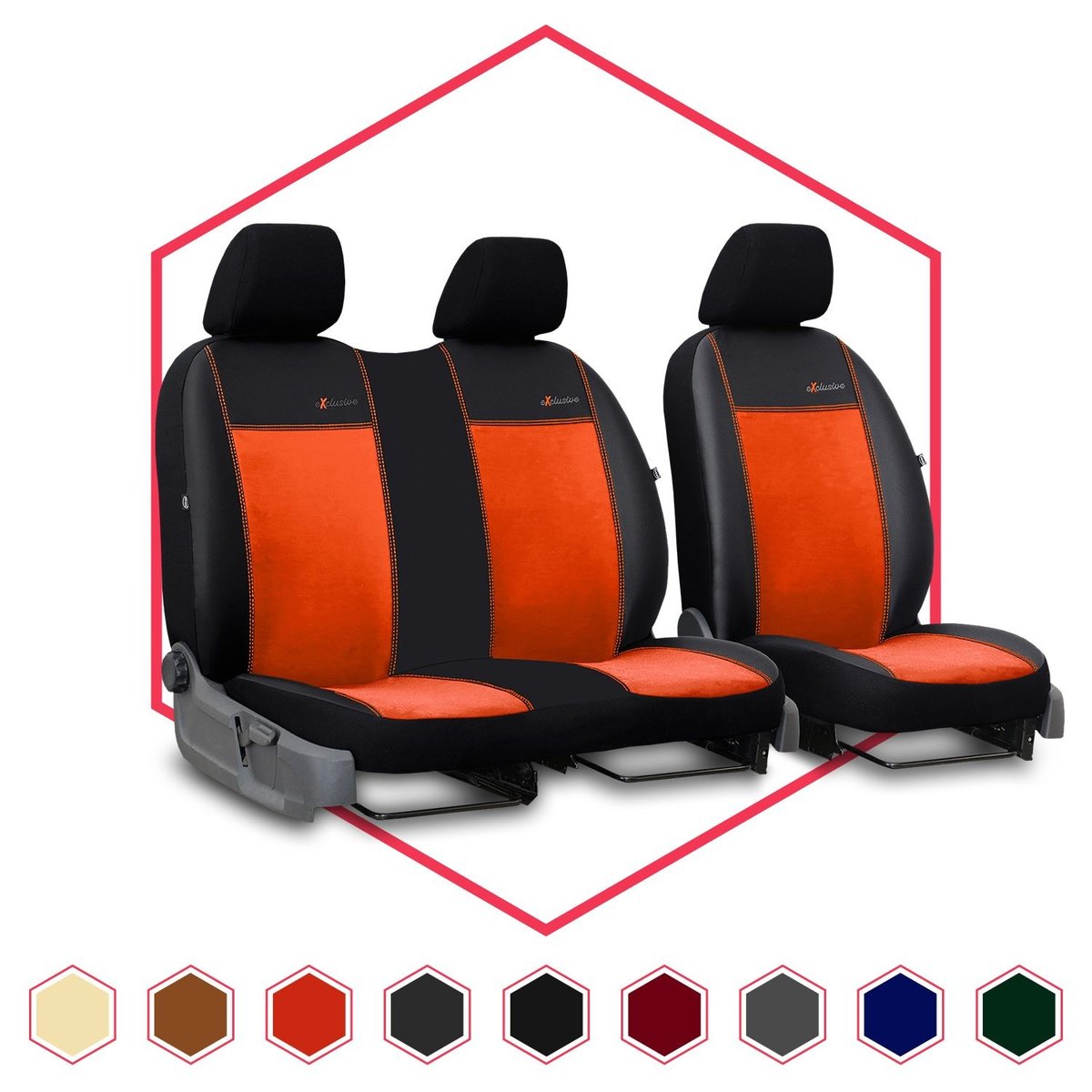 Uniwersalne pokrowce samochodowe Exclusive BUS 1+2 pomarańczowe
