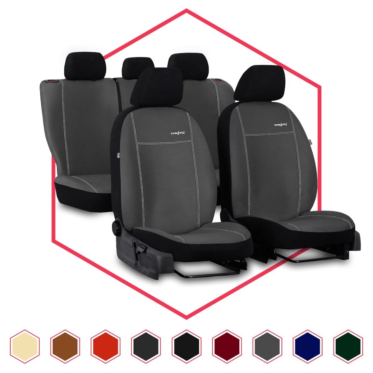 Komplet uniwersalnych pokrowców samochodowych Comfort jasnoszare