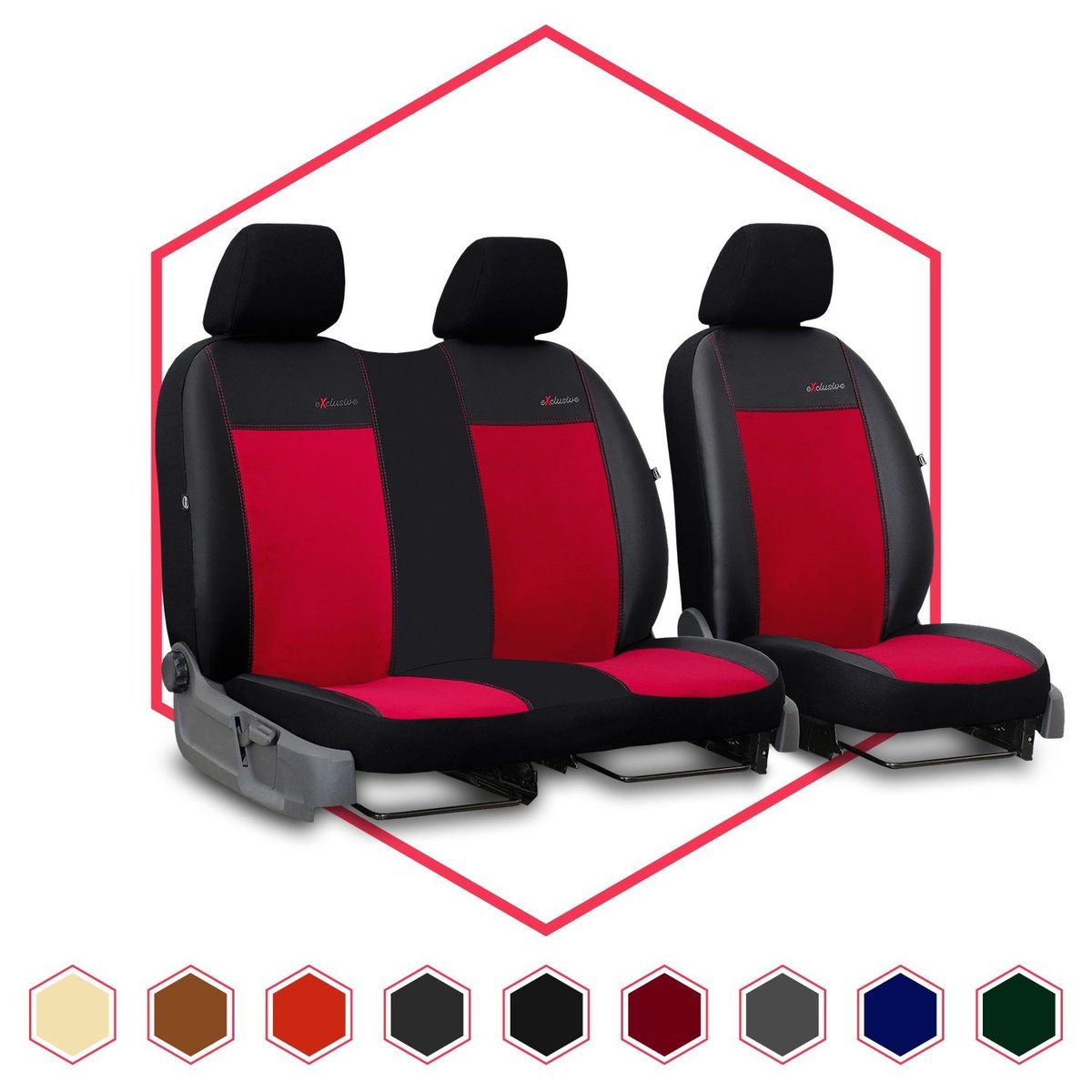 Uniwersalne pokrowce samochodowe Exclusive BUS 1+2 czerwone