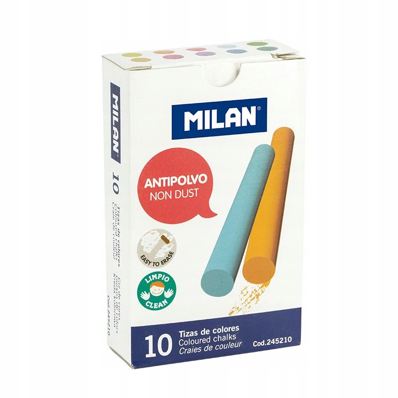 Kreda szkolna okrągła kolorowa op. 10szt MILAN (245210 MILAN)