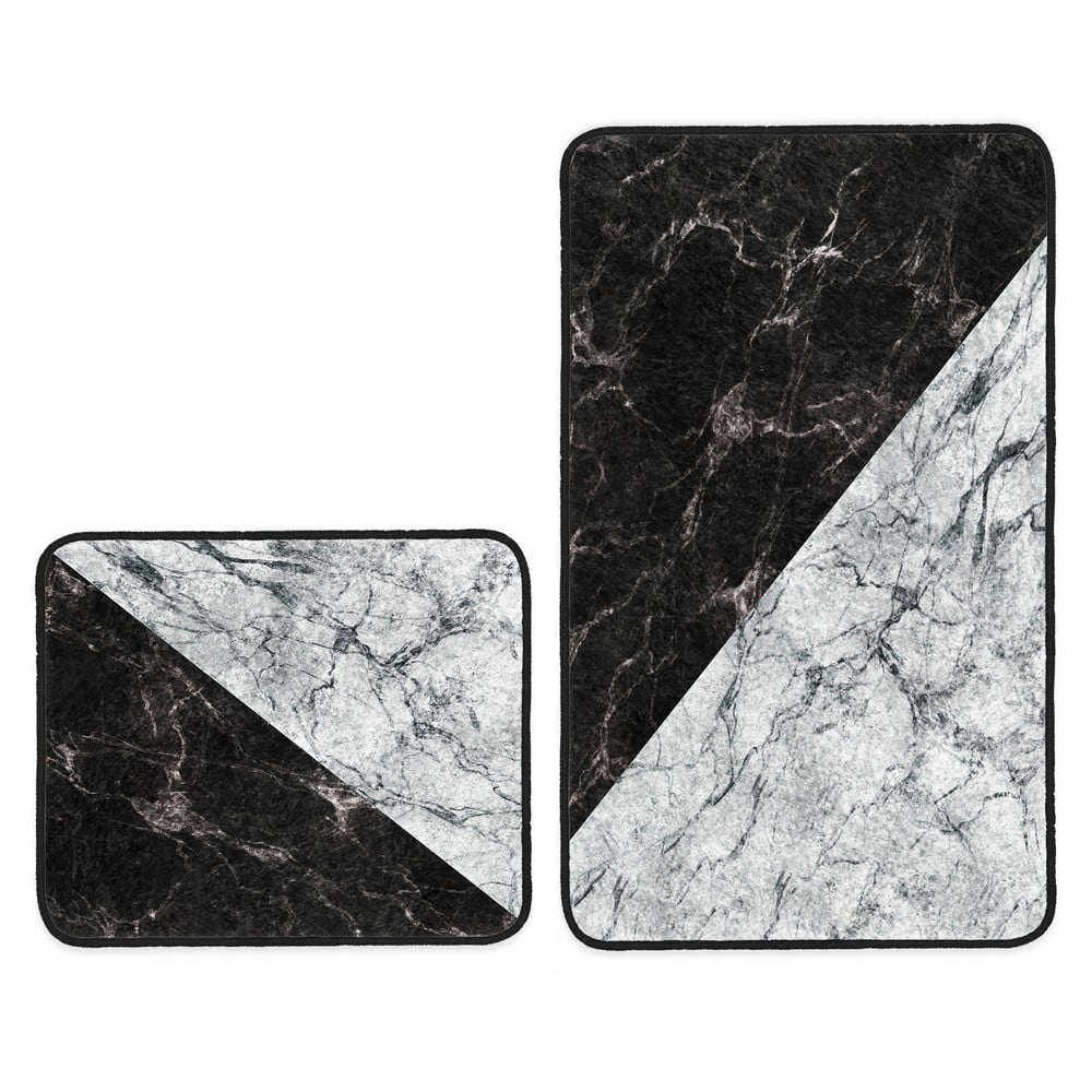 Czarno-białe dywaniki łazienkowe zestaw 2 szt. 60x100 cm BPS548 – Mila Home