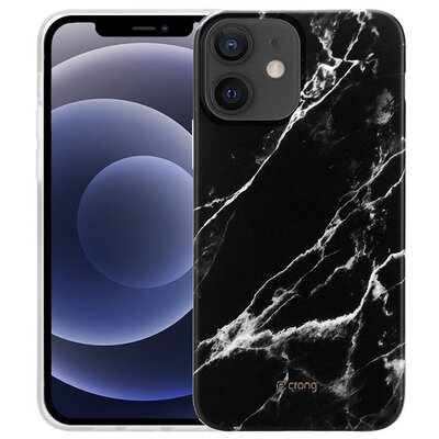 Crong Marble Case - Etui iPhone 12 Mini (czarny)