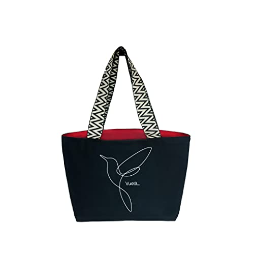 hello-bags. Damska torba na płótnie premium z zamkiem błyskawicznym, wewnętrzna kieszeń zapinana na zamek błyskawiczny i czerwona podszewka z płótna, czarny