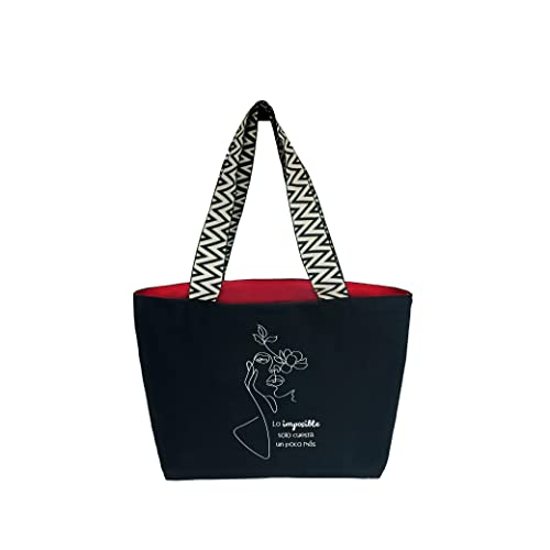 hello-bags. Damska torba na płótnie premium z zamkiem błyskawicznym, wewnętrzna kieszeń zapinana na zamek błyskawiczny i czerwona podszewka z płótna, czarny