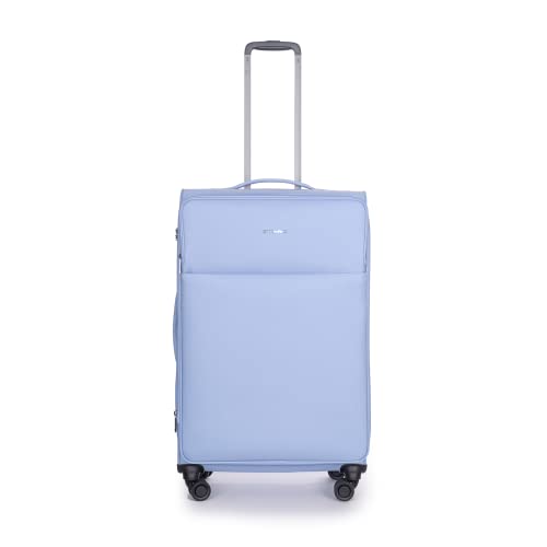 Stratic Light + walizka z miękką obudową, walizka podróżna na kółkach, bagaż podręczny, zamek TSA, 4 kółka, możliwość rozszerzenia, jasnoniebieski, 79 cm, L Długi