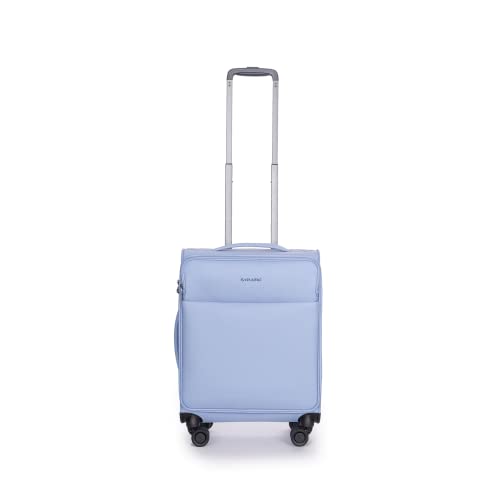 Stratic Light + walizka z miękką obudową, walizka podróżna na kółkach, bagaż podręczny, zamek TSA, 4 kółka, możliwość rozszerzenia, jasnoniebieski, 57 cm, 34-